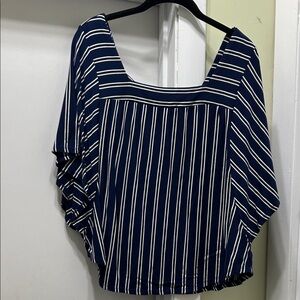 Universal Thread Navy and Cream Striped Blouse